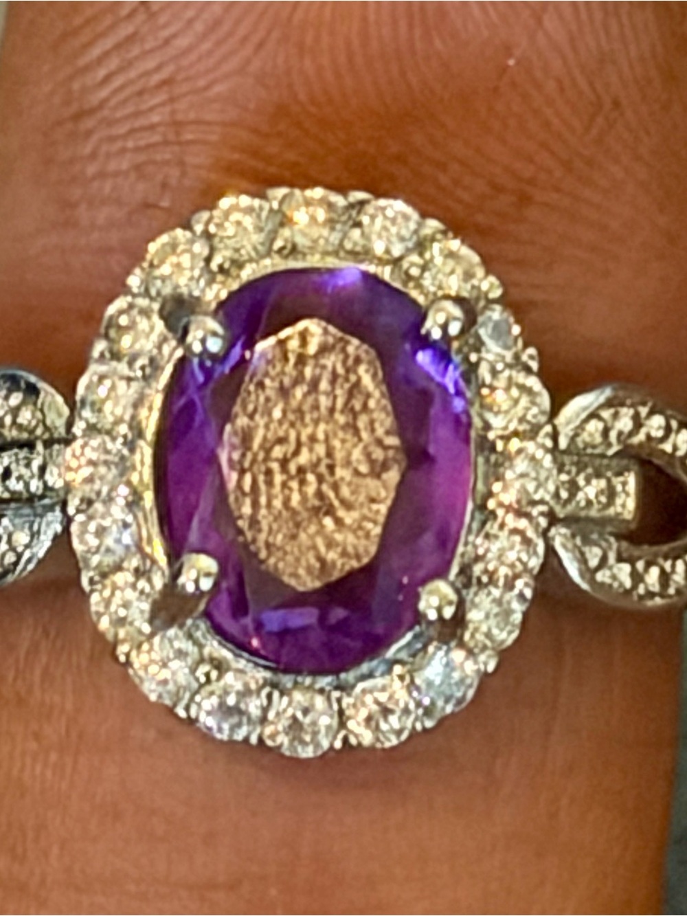 Amethyst Topaz Oval Halo Ring